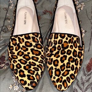 Gianni Bini Leopard Print Pointed Slip-On Flats - Brown/Black
